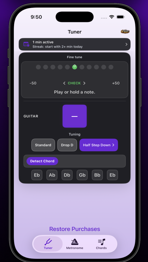 Half Step Down Tuning - True Lock Tuner